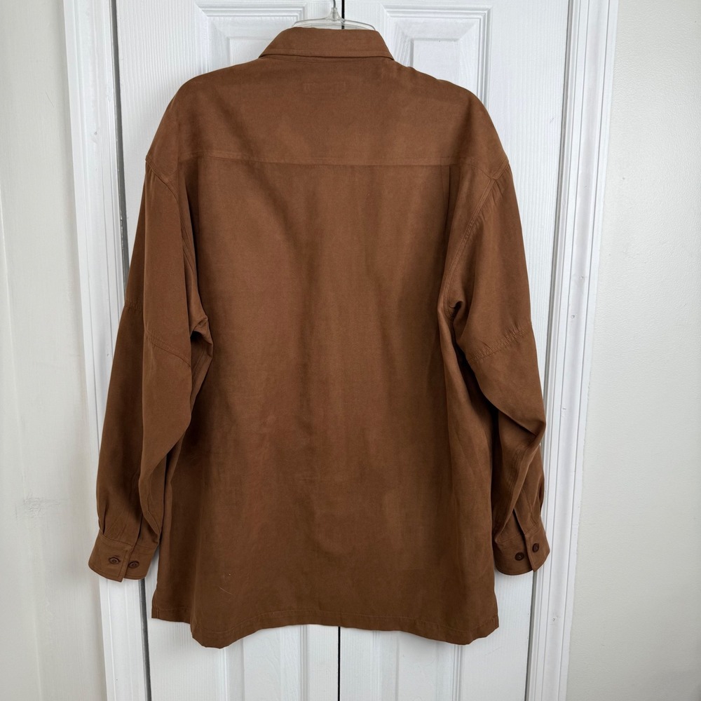 Tom James Faux Suede Button‎ Front Shirt Brown Long Sleeve Men's Medium - Picture 5 of 6